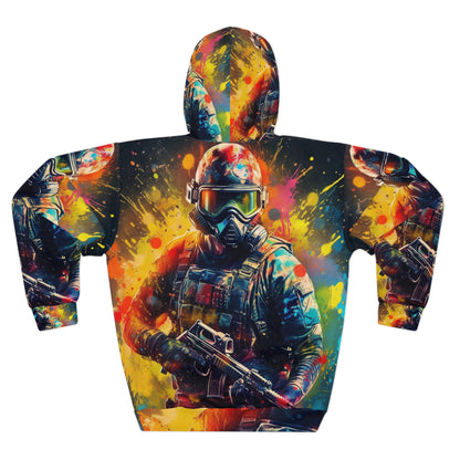 Paintball Game Sport: Professional Action Shot Target Player - Unisex Pullover Hoodie (AOP)