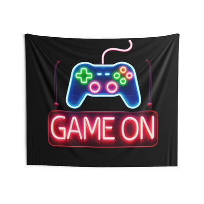 Game On Sign, Neon Graphic, Indoor Wall Tapestries