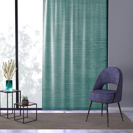 Diseño de tela vaquera color turquesa menta de calidad, material elegante, cortina de ventana