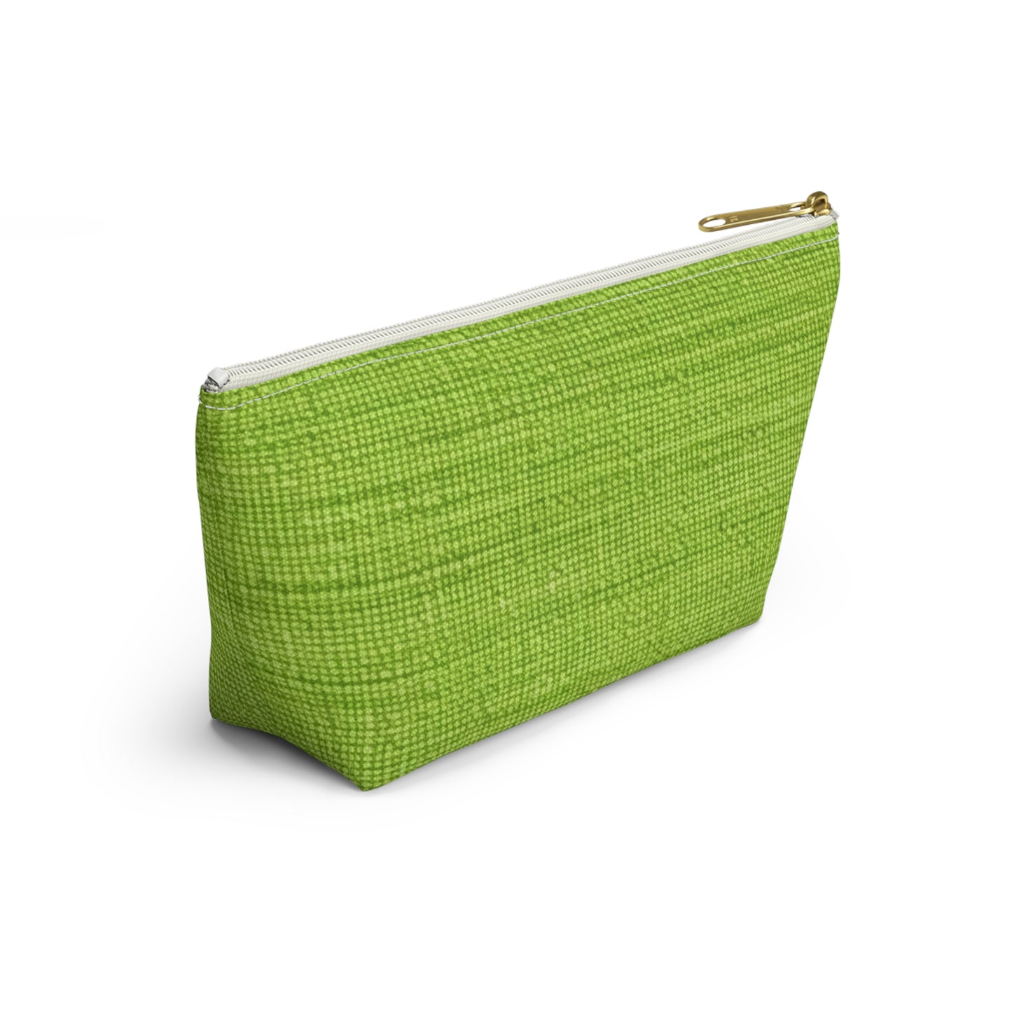 Lush Grass Neon Green: estilo de tela primaveral inspirado en la mezclilla - Estuche para accesorios con parte inferior en forma de T