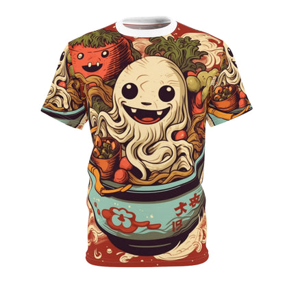 Japanese Halloween Ghost Ramen Classic Haunted Japan Holiday Design - Unisex Cut & Sew Tee (AOP)