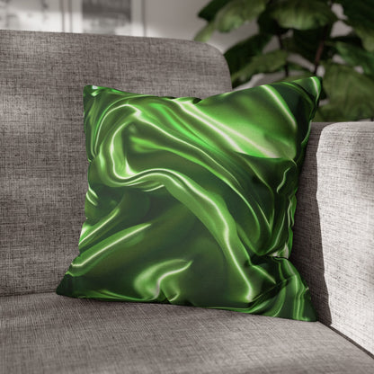 Green Silk, Spun Polyester Square Pillowcase