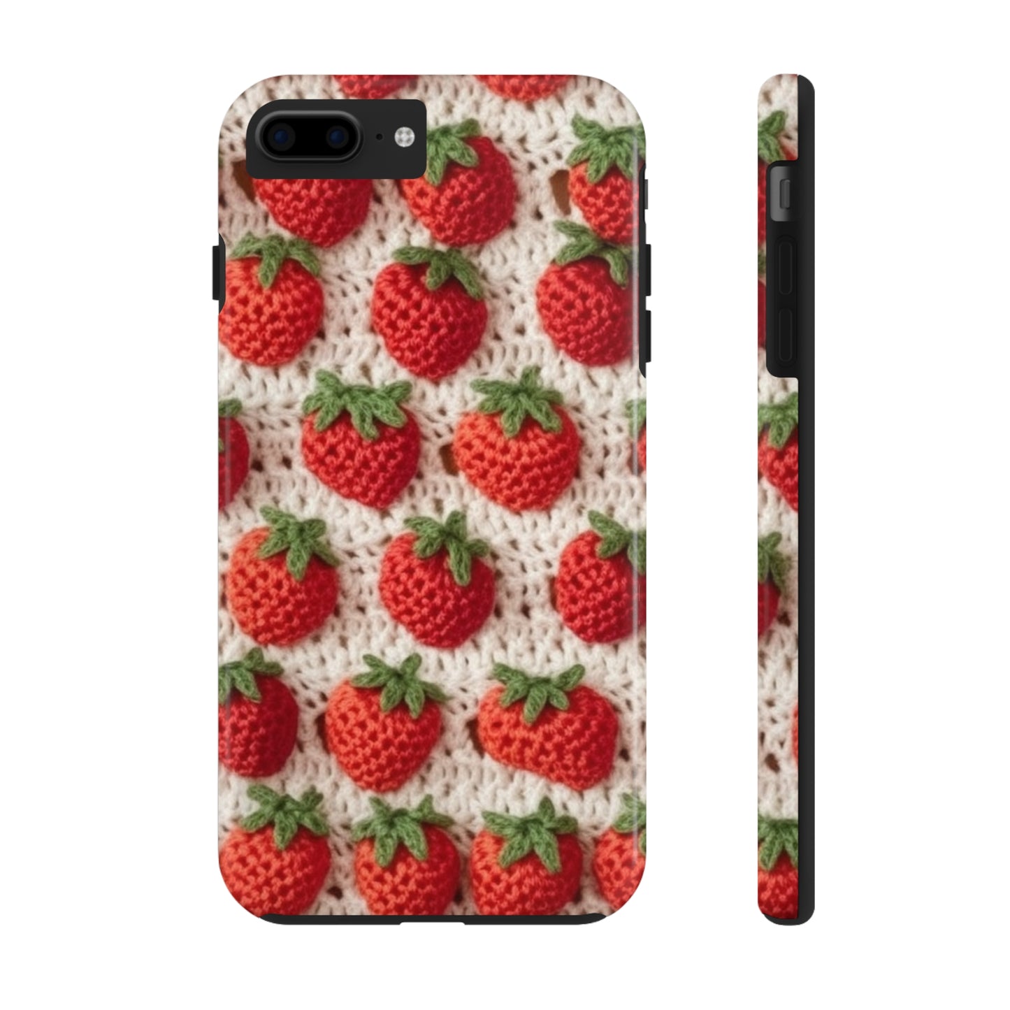 Strawberry Traditional Japanese, Crochet Craft, Fruit Design, Red Berry Pattern - Tough Phone Cases