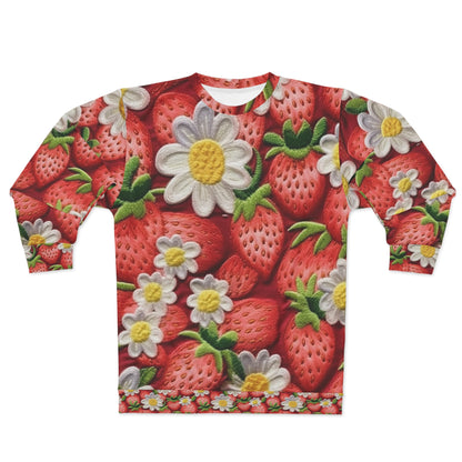 Diseño de bordado de fresas y fresas - Fruta dulce de bayas rojas frescas - Sudadera unisex (AOP) 