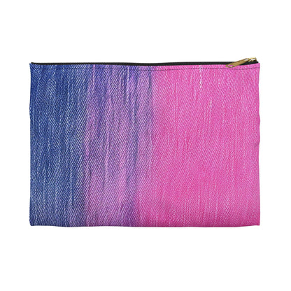 Dual Delight: Half-and-Half Pink & Blue Denim Daydream - Accessory Pouch