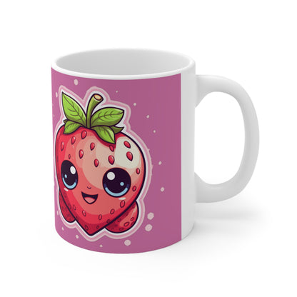 Kawaii Strawberry Adventure - Anime Classic Traditional Japanese Fruit - Otaku Artwork - Ceramic Mug 11oz