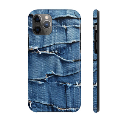 Midnight Blue Distressed Denim: Rugged, Torn & Stylish Design - Tough Phone Cases