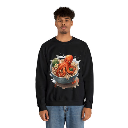 Ramen Octopus Bowl Anime Estilo tradicional japonés - Sudadera unisex Heavy Blend™ con cuello redondo 