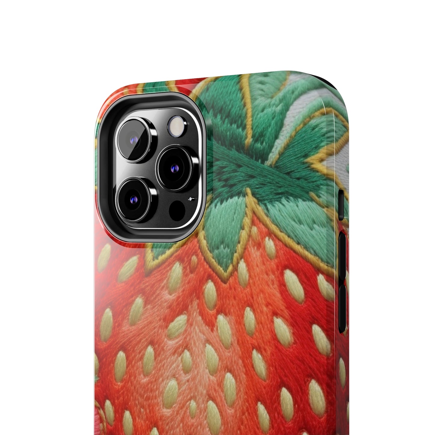 Berry Delight: Sun-Kissed Strawberries Fields Meet Embroidered Style Strawberry Patterns - Tough Phone Cases