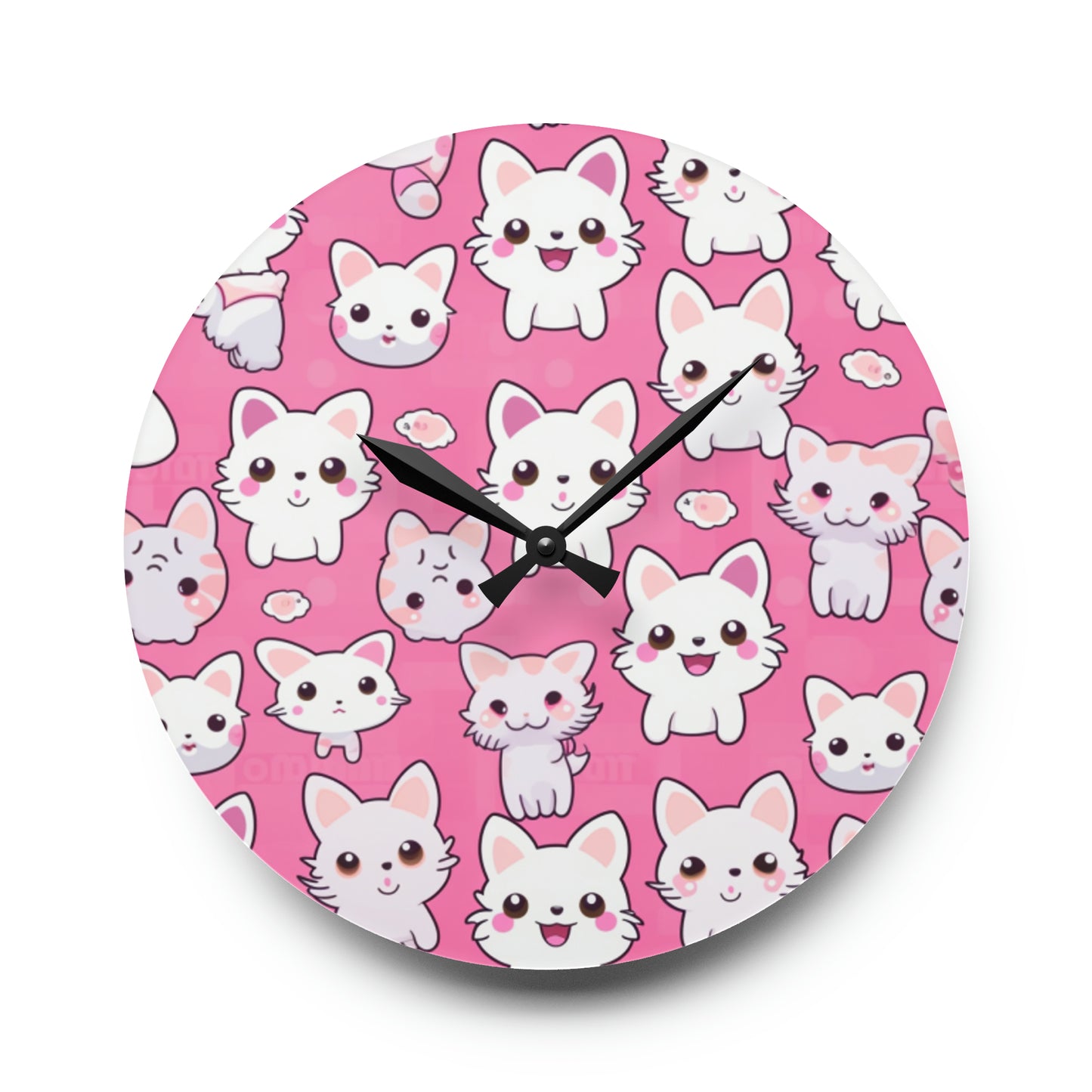 Kawaii Kitten Anime Cat Acrylic Wall Clock