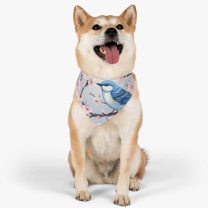 Cherry Blossom Tree Blue Bird Pet Bandana Collar