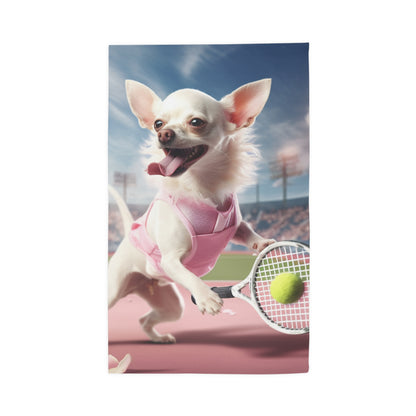 Chihuahua Tennis Ace: Dog Pink Outfit, Court Atheletic Sport Game - Dobby Rug