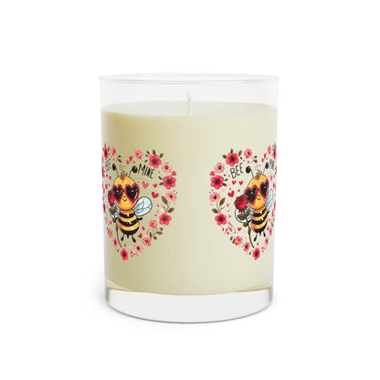 Whimsical Bee Love: Heartfelt Valentines Design with Floral Accents and Heart Sunglasses - Scented Candle - Full Glass, 11oz