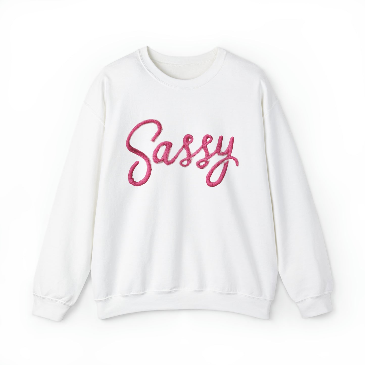 Sassy Pink Chenille Patch Design - Unisex Heavy Blend™ Crewneck Sweatshirt