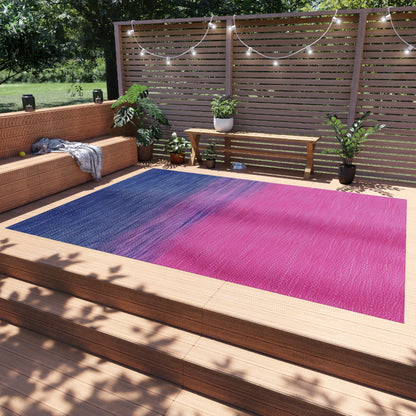 Dual Delight: Half-and-Half Pink & Blue Denim Daydream - Outdoor Rug