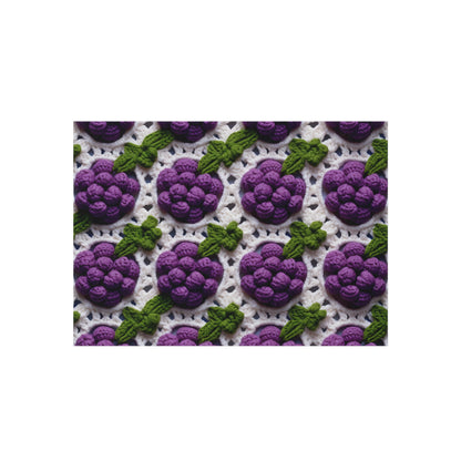 Crochet Grapes Pattern - Granny Square Design - Fresh Fruit Pick - Orchard Purple Snack Food - Outdoor Rug