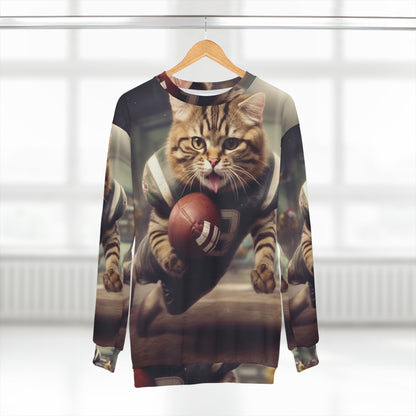 Football Field Felines: Kitty Cats in Sport Tackling Scoring Game Position - Unisex Sweatshirt (AOP)