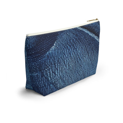 Dark Blue: Distressed Denim-Inspired Fabric Design - Accessory Pouch w T-bottom