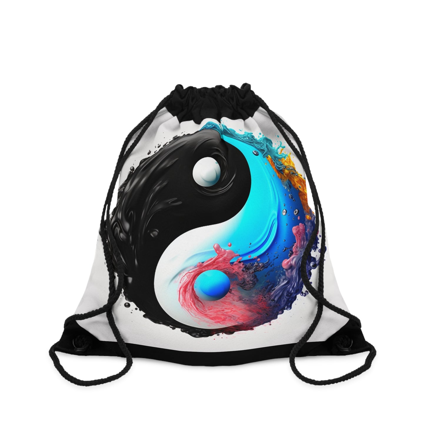 Yin Yang Symbol, Colorful Paint Style - Artistic Decor - Drawstring Bag