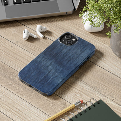 Indigo Splash: Washed Denim Reverie in Deep Blue - Tough Phone Cases