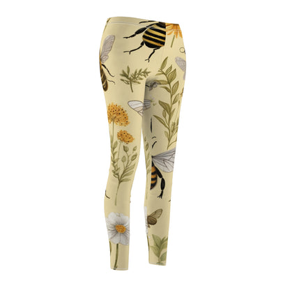 Whimsical Bees & Honeycombs Nature-Friendly Pattern Design Women's Cut & Sew Casual Leggings (AOP)