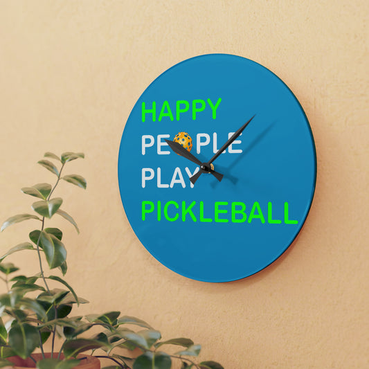 Happy People Play Pickleball - Acrylic Wall Clock
