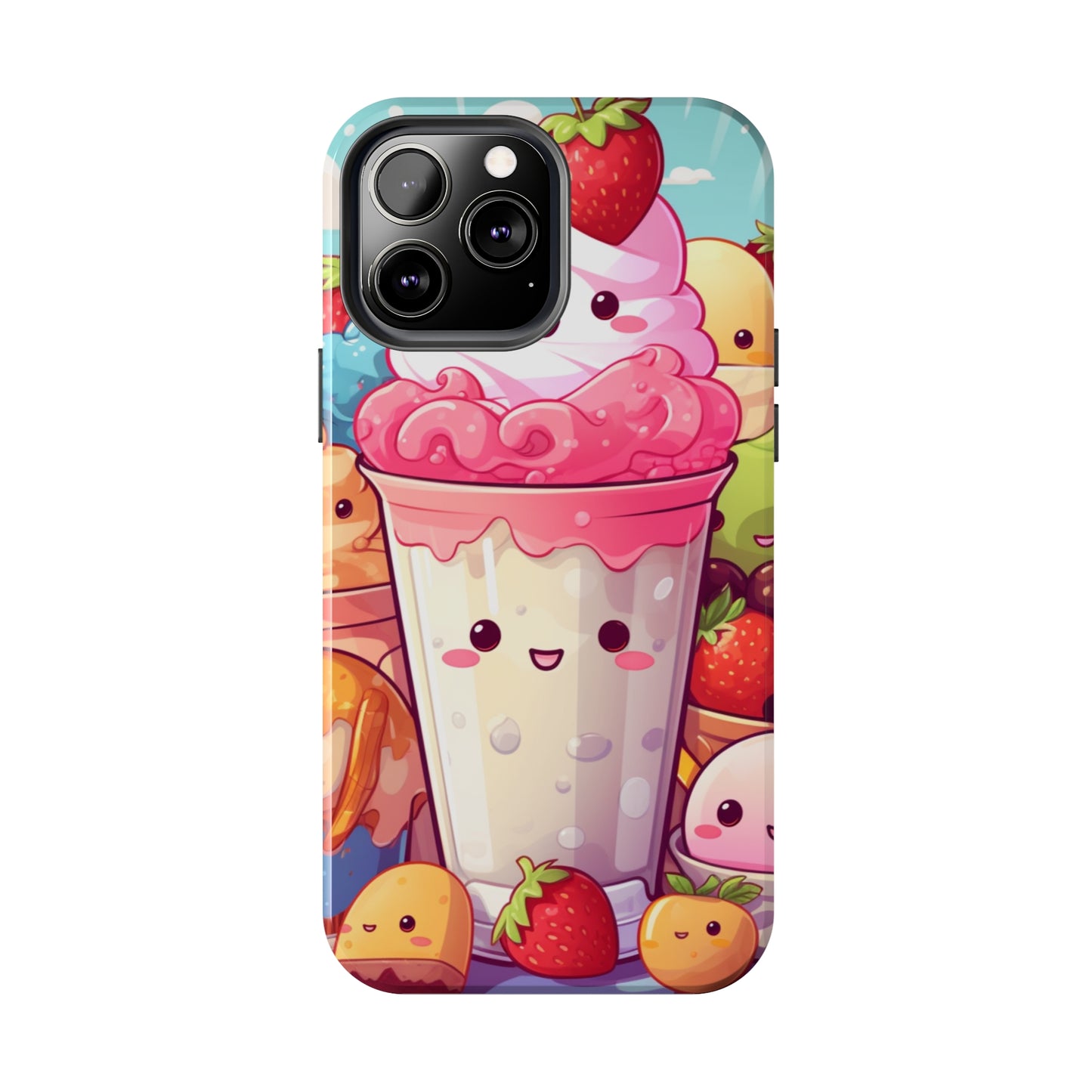 Strawberry Japan Milkshake - Kawaii Dessert Delight - Sweet Berry Anime Character - Tough Phone Cases