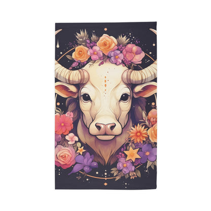 Taurus Zodiac Bull Flower Accents - Astrology Sign - Dobby Rug