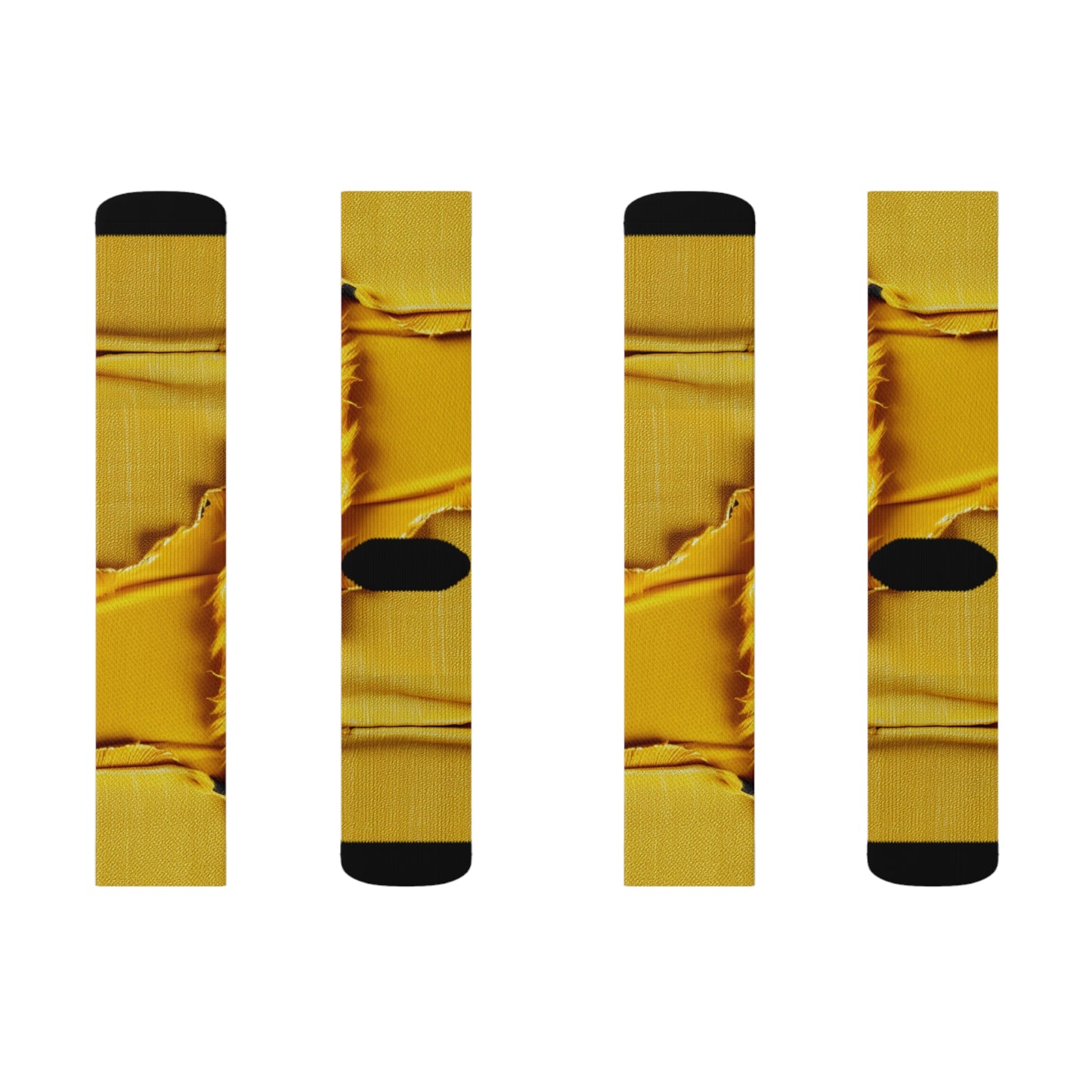 Banana Yellow Lemon: Bold Distressed, Denim-Inspired Fabric - Sublimation Socks