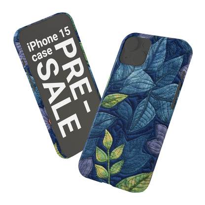 Azul bordado floral: inspirado en la mezclilla - Preventa de iPhone 15: fundas delgadas