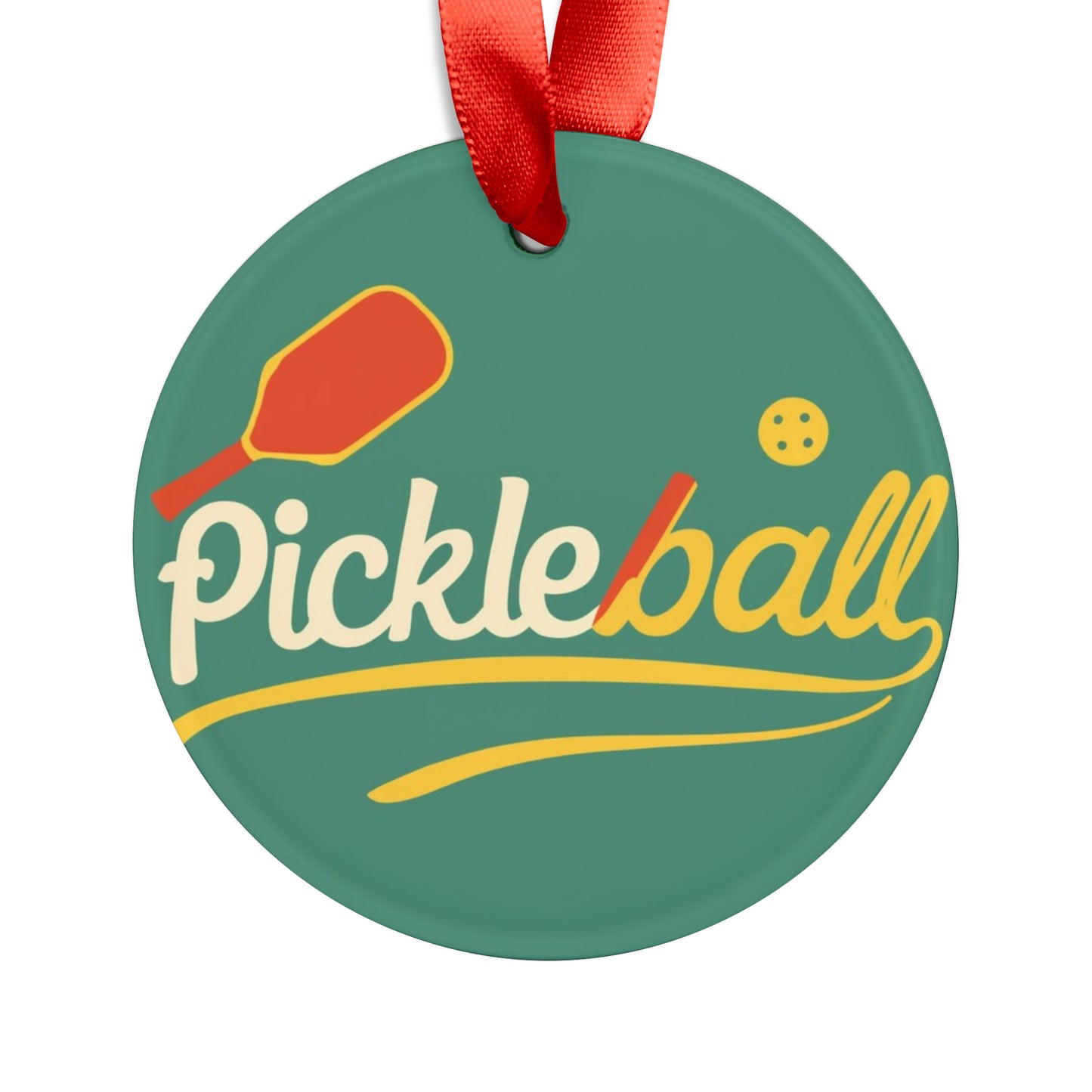 Regalo clásico de Pickleball - Juego deportivo atlético - Retro nostálgico - Adorno acrílico con cinta