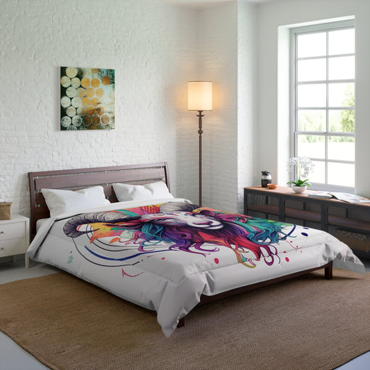 Chill Capricorn Style - Fine Line Multicolor Astrology Design - Comforter