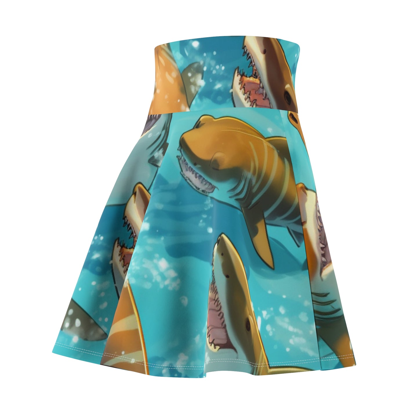 Tiger Shark: Ocean Marine Wildlife - Underwater - Women's Skater Skirt (AOP)