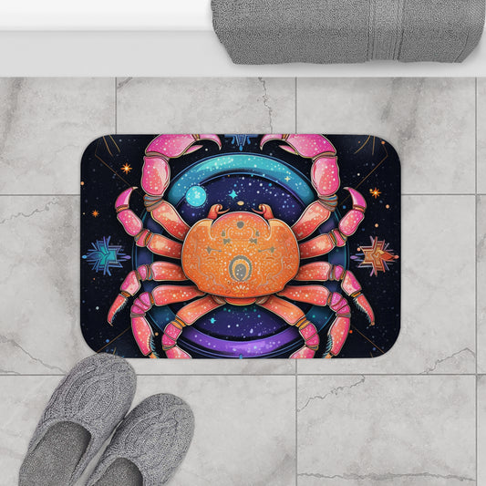 Cangrejo celestial arcoíris - Arte vibrante del signo del zodíaco del cáncer - Alfombra de baño