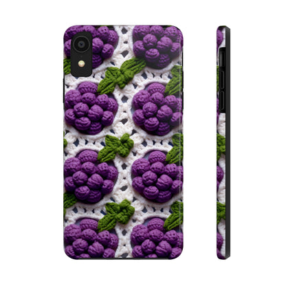 Crochet Grapes Pattern - Granny Square Design - Fresh Fruit Pick - Orchard Purple Snack Food - Tough Phone Cases