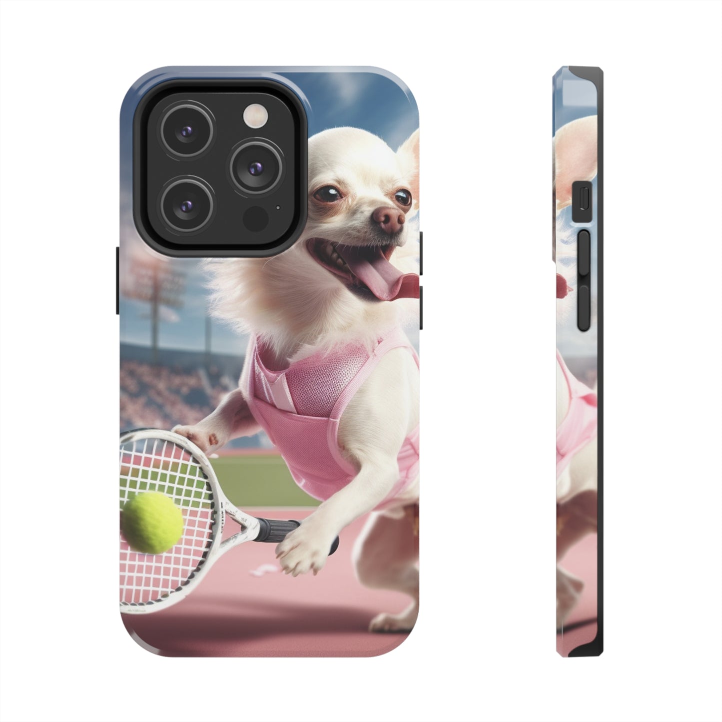 Chihuahua Tennis Ace: Dog Pink Outfit, Court Atheletic Sport Game - Tough Phone Cases