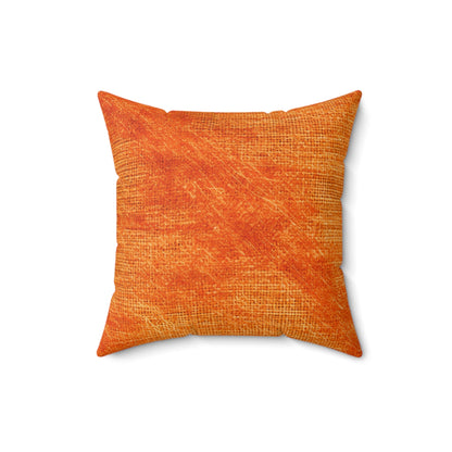 Burnt Orange/Rust: Denim-Inspired Autumn Fall Color Fabric - Spun Polyester Square Pillow