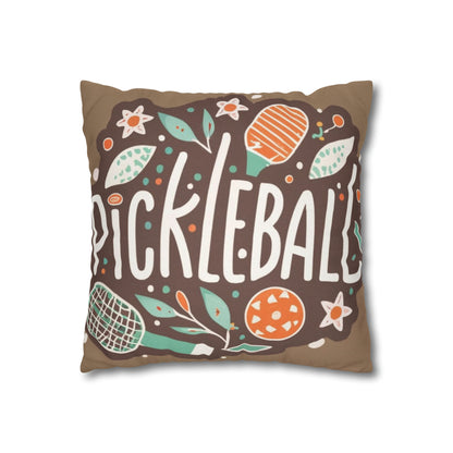 Pickleball Boho Graphic - Regalo deportivo - Funda de almohada cuadrada de poliéster hilado 