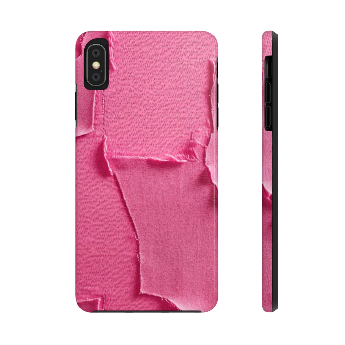 Distressed Neon Pink: Edgy, Ripped Denim-Inspired Doll Fabric - Tough Phone Cases