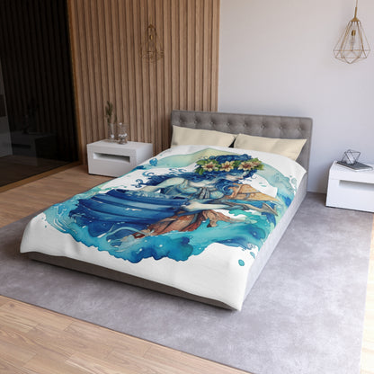 Artistic Aquarius Zodiac - Watercolor Water-Bearer Depiction - Microfiber Duvet Cover