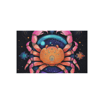 Rainbow Celestial Crab - Vibrant Cancer Zodiac Sign Art - Outdoor Rug