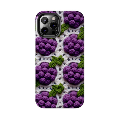 Crochet Grapes Pattern - Granny Square Design - Fresh Fruit Pick - Orchard Purple Snack Food - Tough Phone Cases