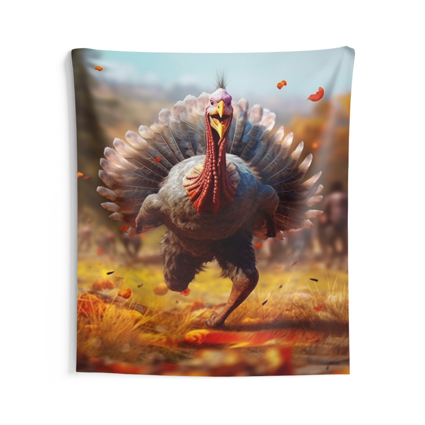 Thanksgiving Trot Turkey Run Athlete Sprint Racer Holiday Feast Dinner - Indoor Wall Tapestries