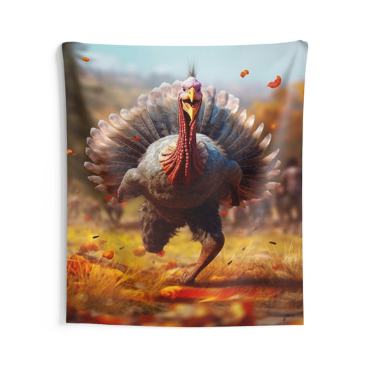 Thanksgiving Trot Turkey Run Athlete Sprint Racer Holiday Feast Dinner - Indoor Wall Tapestries