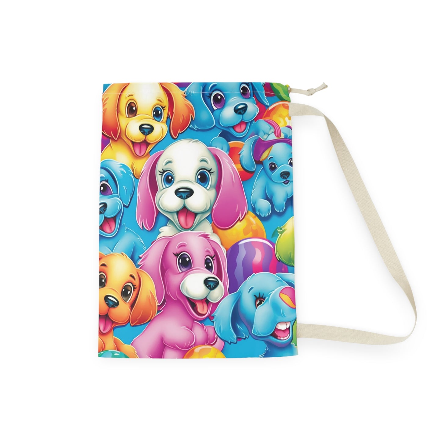 Happy Puppy & Dog Design - Vivid and Eye-Catching - Laundry Bag