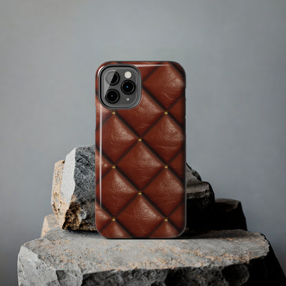 Brown Leather Cognac Pattern Rugged Durable Design Style - Tough Phone Cases