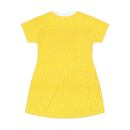 Sunshine Yellow Lemon: tela alegre e inspirada en la mezclilla - Vestido tipo camiseta (AOP) 