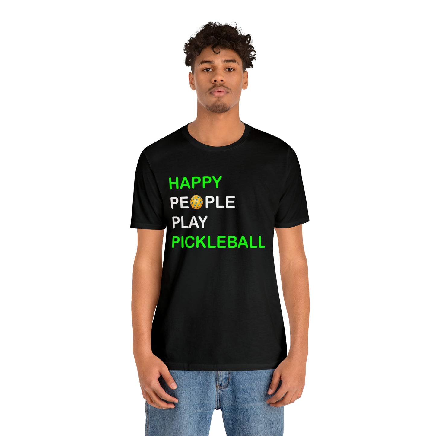 Happy People Play Pickleball Sport Game Doubles Graphic - Camiseta de manga corta unisex Jersey 