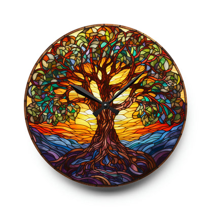 Tree Of Life, Christian Faith, Stained Glass Style, Acrylic Wall Clock