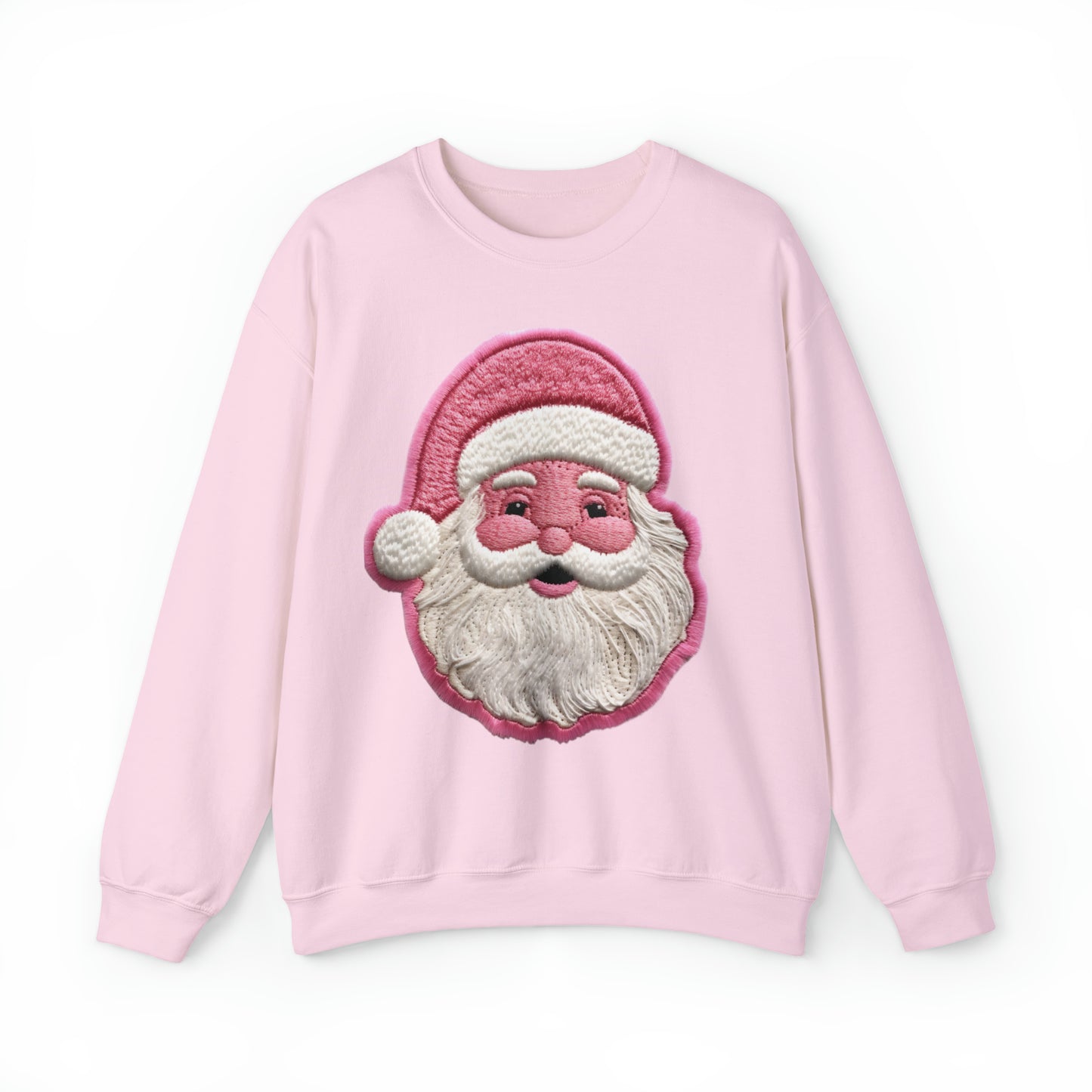 Parche de Papá Noel en Navidad rosa - Sudadera unisex Heavy Blend™ con cuello redondo